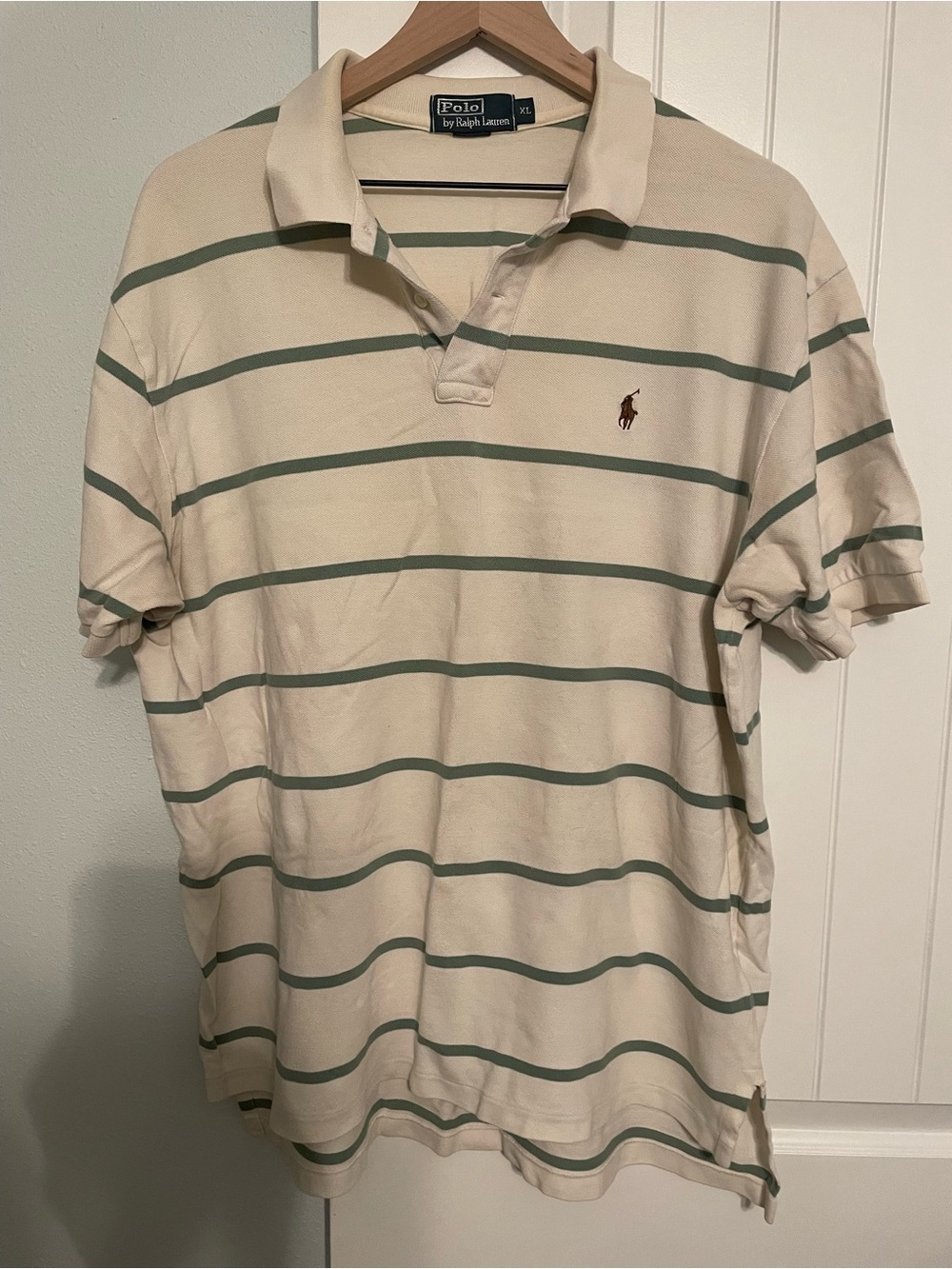 Polo by Ralph Lauren Cream Polo with Green Stripes